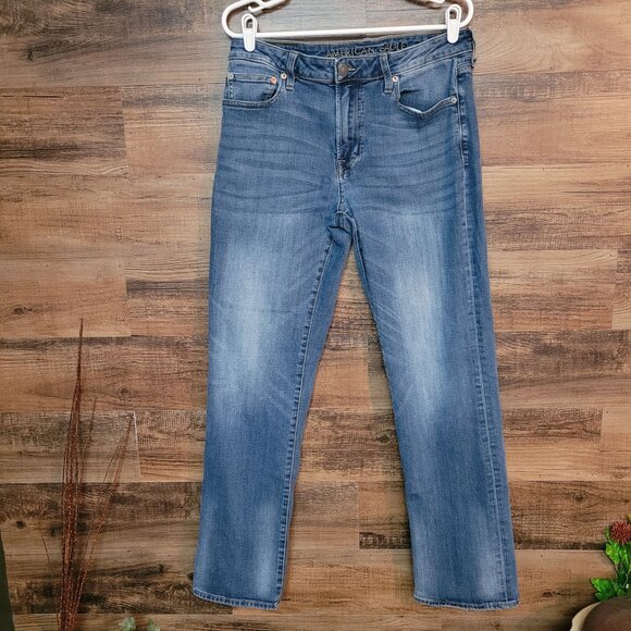 American Eagle Jeans Size 33x34 Measures 33x32 Flex Original Boot Medium Light - Picture 1 of 11